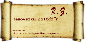 Rasovszky Zoltán névjegykártya